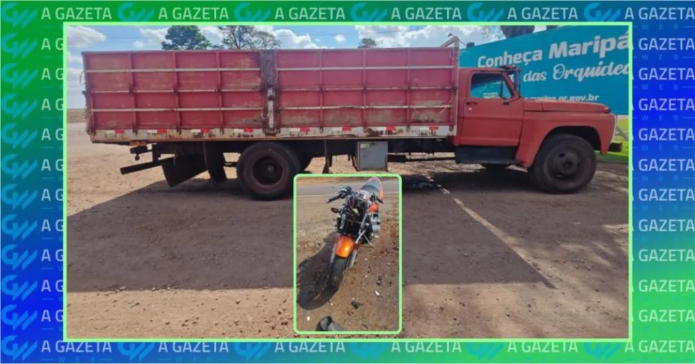 Motociclista fica ferido após batida com Ford F600 em Maripá