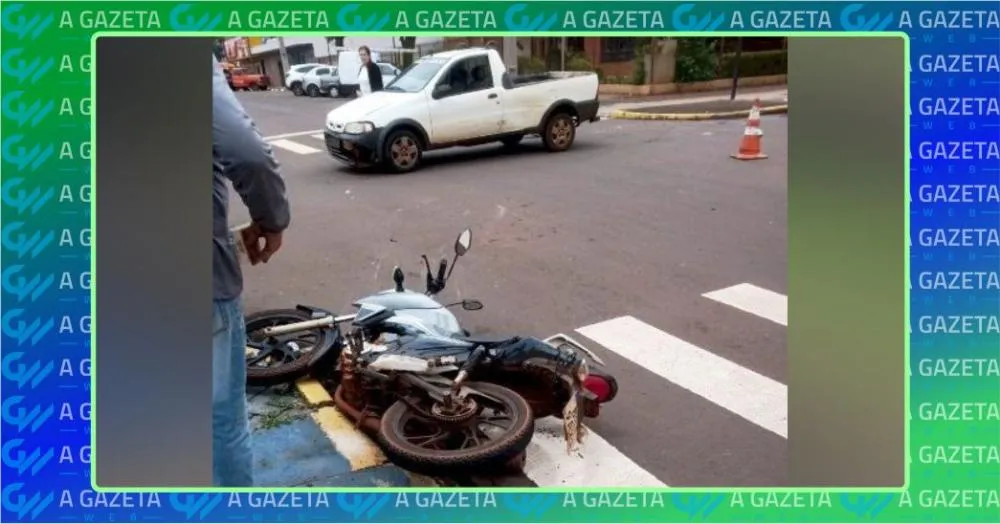 Colisão entre utilitário e moto deixa mulher ferida no Centro de Marechal Rondon