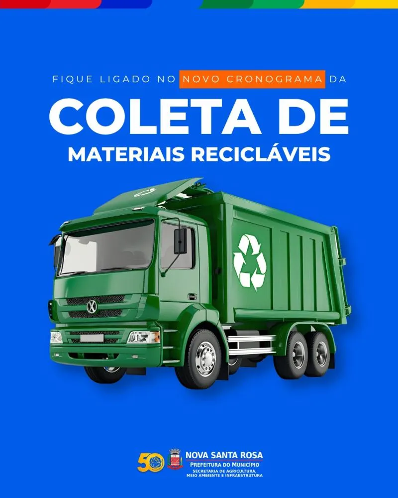 Prefeitura de Nova Santa Rosa altera cronograma da coleta de materiais recicláveis a partir de segunda-feira (19)