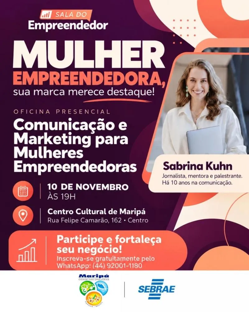Maripá promove palestra gratuita sobre comunicação e marketing para mulheres empreendedoras