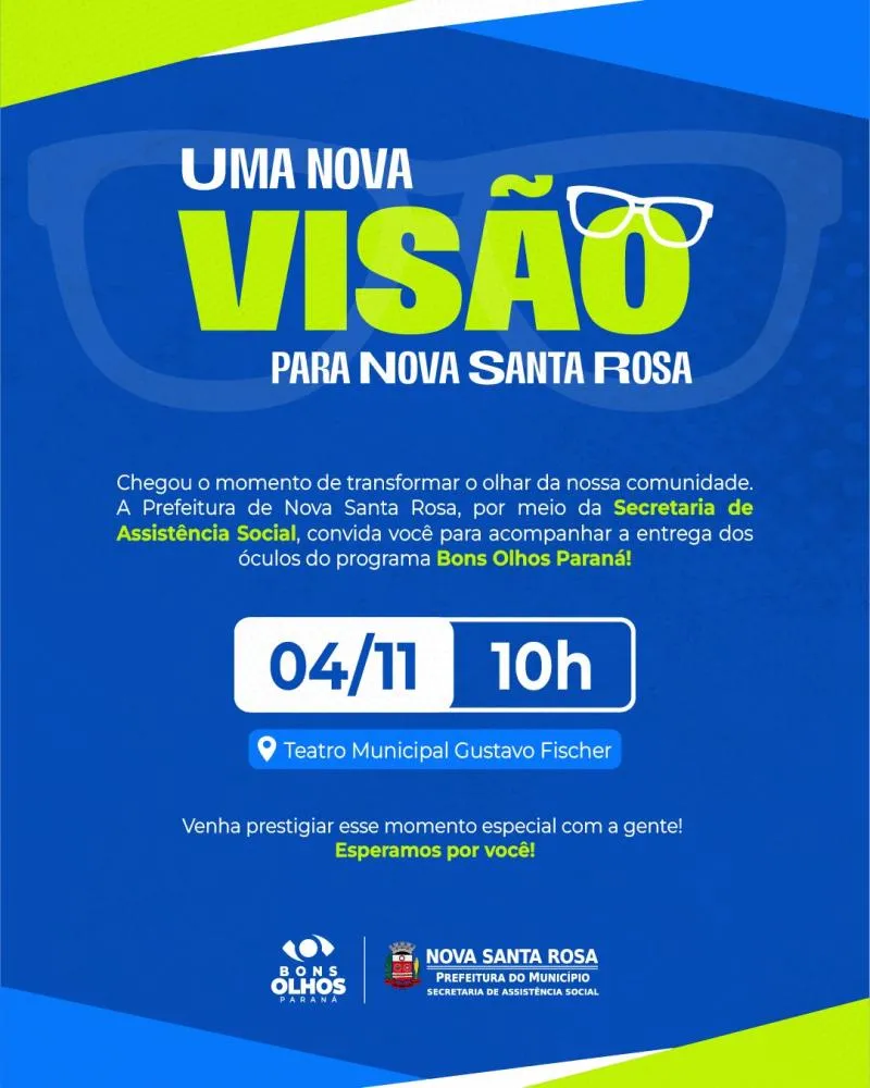 Bons Olhos Paraná: 88 crianças e adolescentes serão beneficiados com óculos gratuitos em Nova Santa Rosa